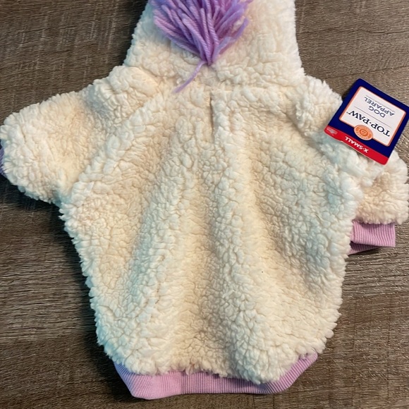 Top Paw Dog Apparel Unicorn White Purple Fleece Rose Gold Horn Hooded Costume XS - Picture 6 of 14
